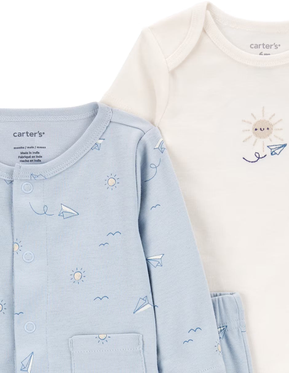Set de 3 piezas de algodón para niño marca Carter´s