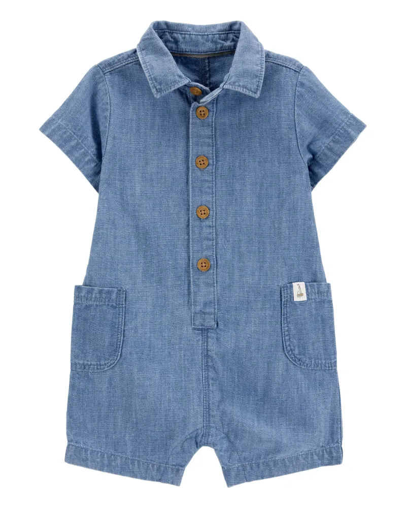 Romper de mezclilla de algodón para niño marca Carter´s