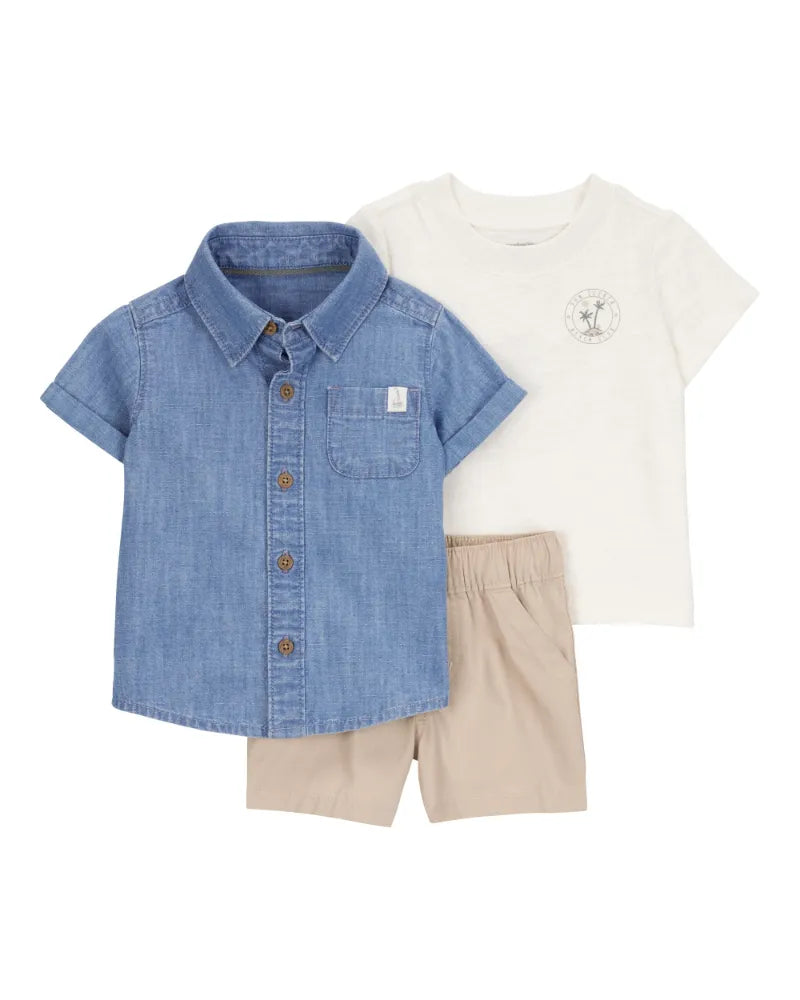 Set de 3 piezas de algodón para niño marca Carter´s