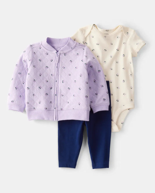 Set de 3 piezas de algodón para niña marca Carter's