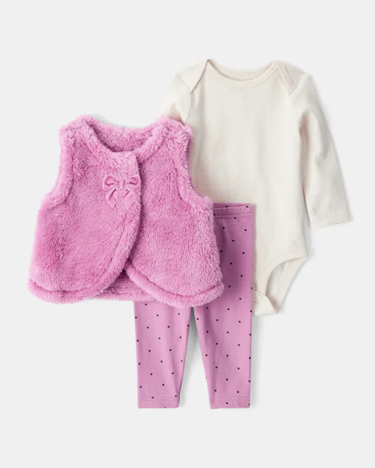 Set de 3 piezas de algodón para niña marca Carter's