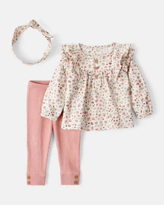 Set de 3 piezas de algodón para niña marca Carter's