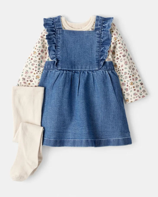 Set de 3 piezas de algodón para niña marca Carter's