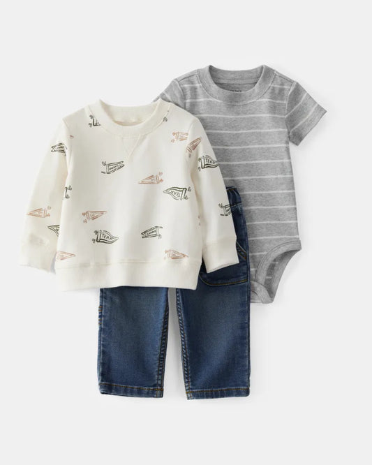 Set de 3 piezas de algodón para niño marca Carter's