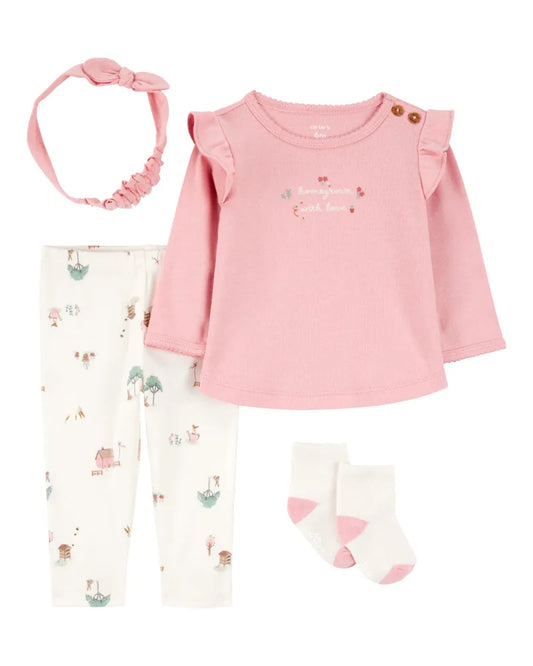 Set de 4 piezas de algodón para niña marca Carter's