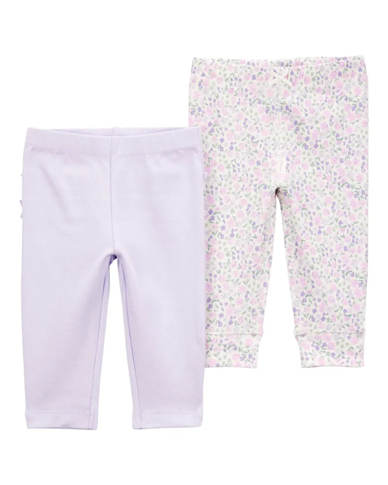 Dúo de pantalones de algodón para niña marca Carter's