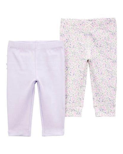 Dúo de pantalones de algodón para niña marca Carter's