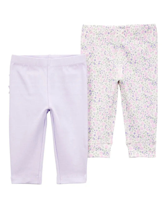 Dúo de pantalones de algodón para niña marca Carter's