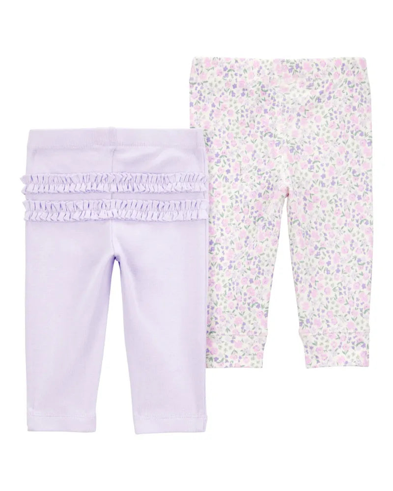 Dúo de pantalones de algodón para niña marca Carter's
