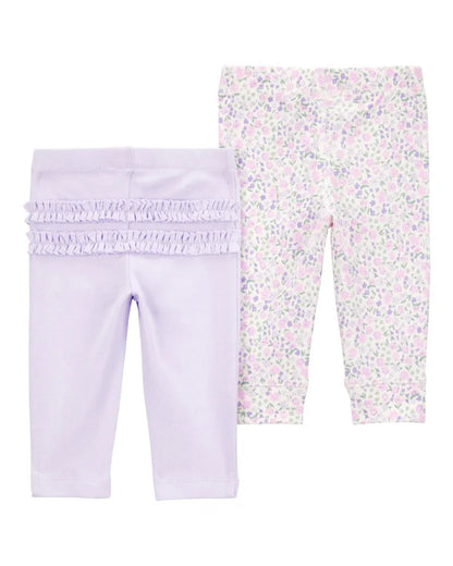 Dúo de pantalones de algodón para niña marca Carter's