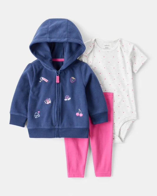 Set de 3 piezas de algodón para niña marca Carter's