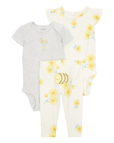 Set de 3 piezas de algodón para niña marca Carter's
