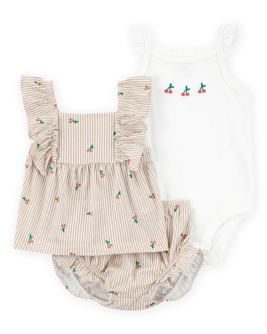 Set de 3 piezas de algodón para niña marca Carter's
