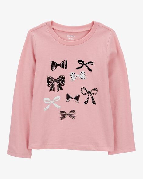 Playera manga larga de algodón para niña marca Carter's
