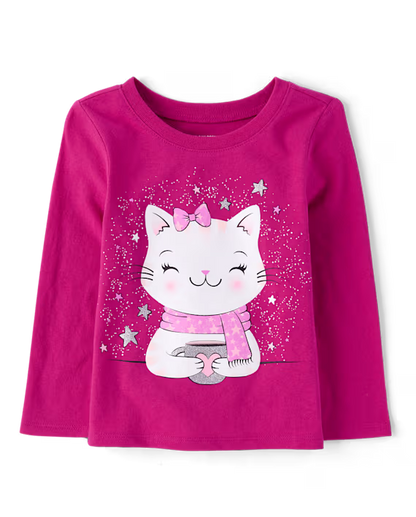 Blusa de algodón manga larga para niña marca Children's Place