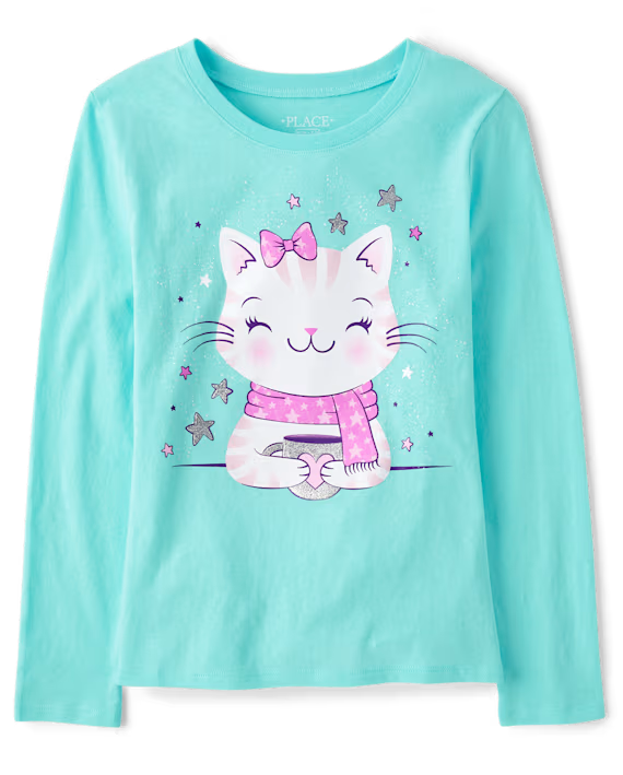 Blusa de algodón manga larga para niña marca Children's Place