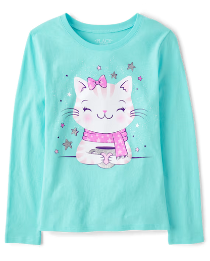 Blusa de algodón manga larga para niña marca Children's Place