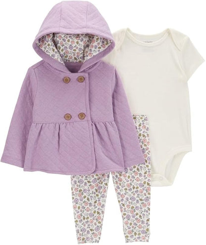 Set de 3 piezas de algodón para niña marca Carter´s