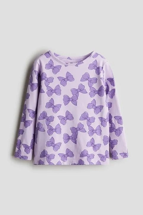 Playera manga larga de algodón para niña marca H&M