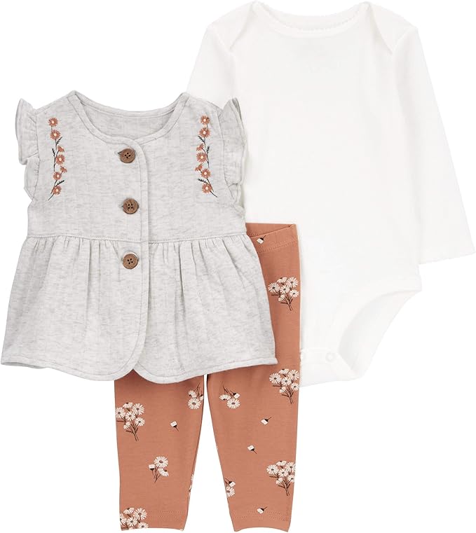 Set de 3 piezas de algodón para niña marca Carter´s