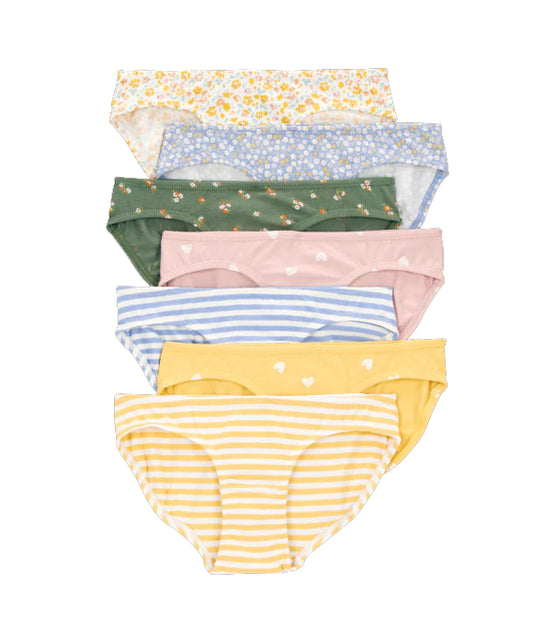 Paquete de 7 bikinis de algodón para niña marca Carter's