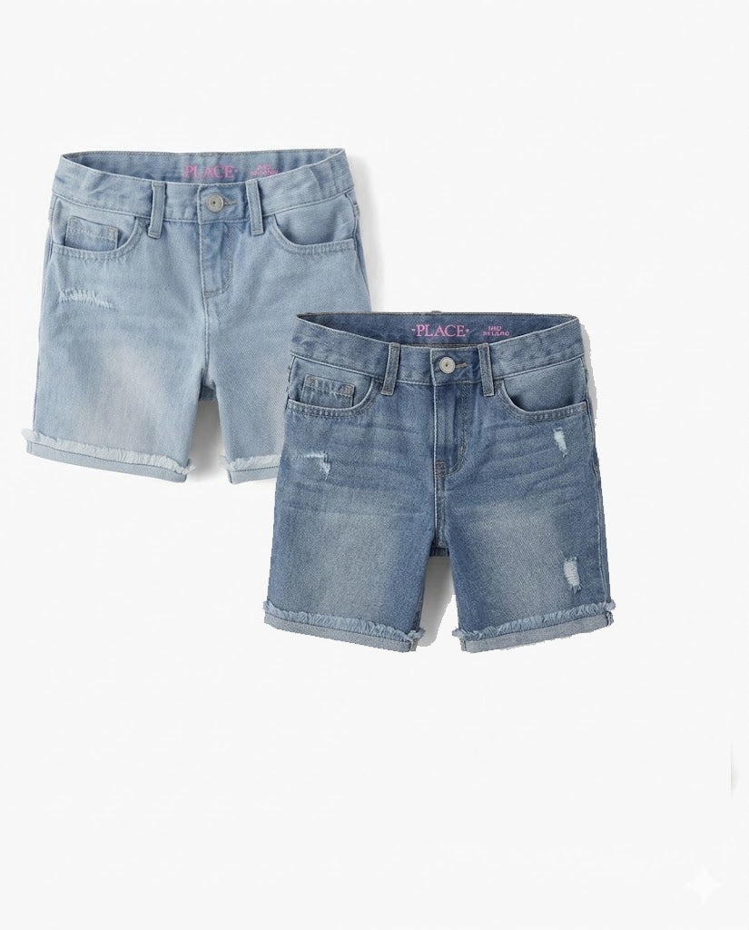 Dúo de shorts de mezclilla para niña marca Children's Place