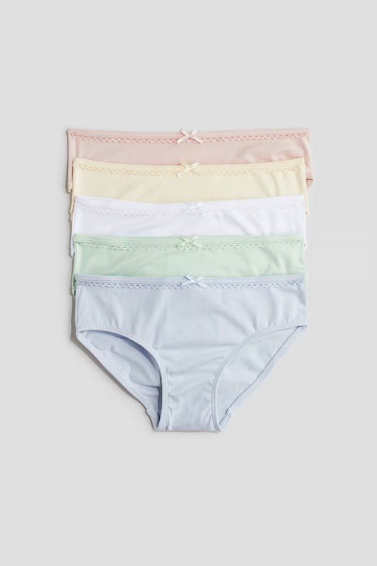 Paquete de 5 panties de algodón para niña marca H&M