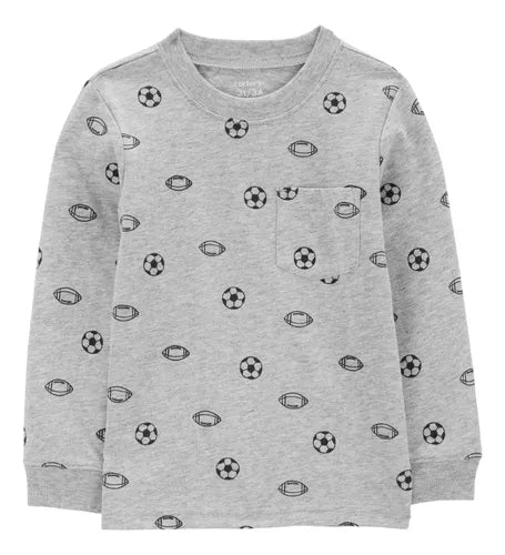 Playera manga larga de algodón para niño marca Carter's