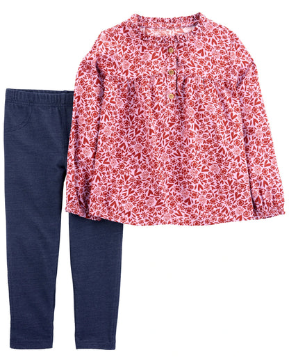 Set de 2 piezas de algodón de niña marca Carter's